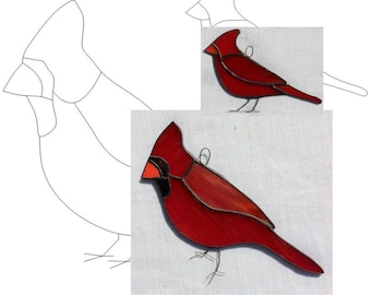 Pattern — stained glass Cardinal digital download, includes wire feet tutorial