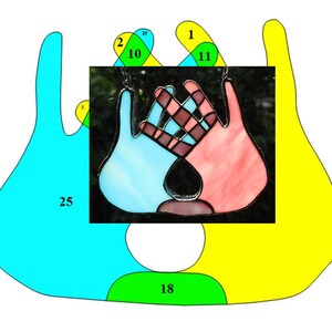 Pattern — stained glass interlocking handprints digital download