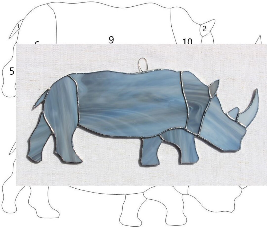Pattern — Stained Glass Rhinoceros Digital Download - Etsy