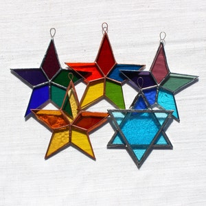 Stained-glass star, multiple colors, Star of David
