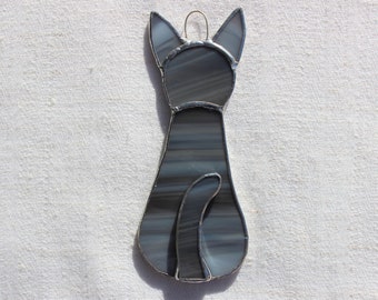 Small stained-glass cat, gray tabby