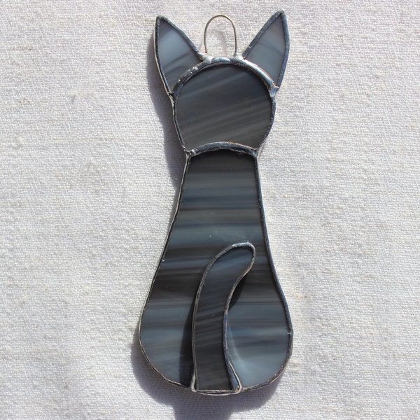 Small stained-glass cat, gray tabby