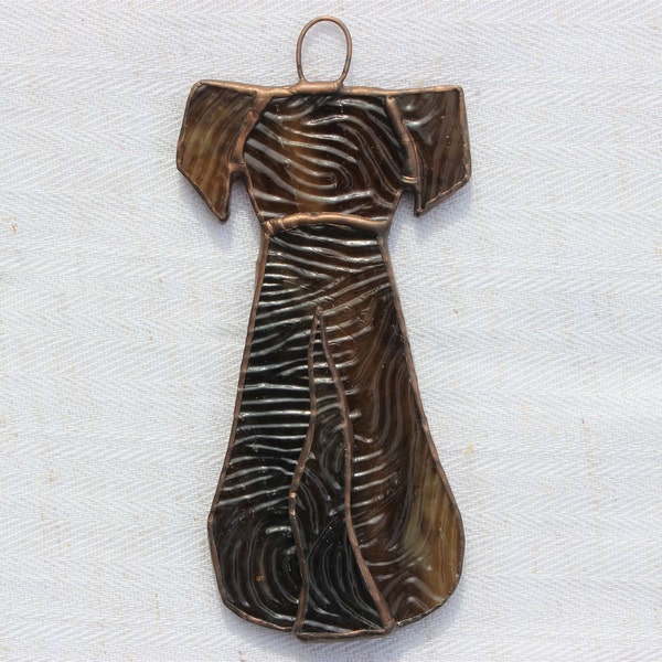 Small stained-glass dog, brown textured