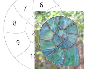 Pattern — stained glass nautilus spiral shell digital download