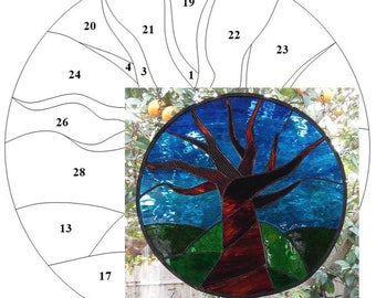 Pattern — stained glass winter tree of life digital download