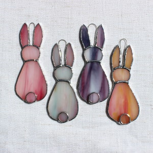 Small stained-glass rabbit, pink Easter bunny