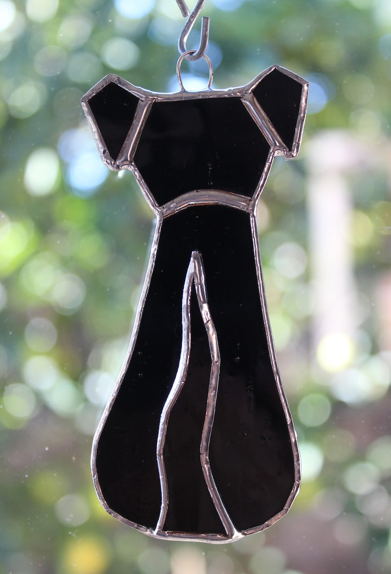 Small stained-glass dog, black image 3