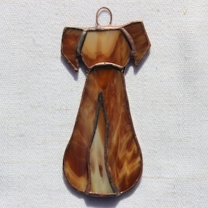 Small stained-glass dog, red brown