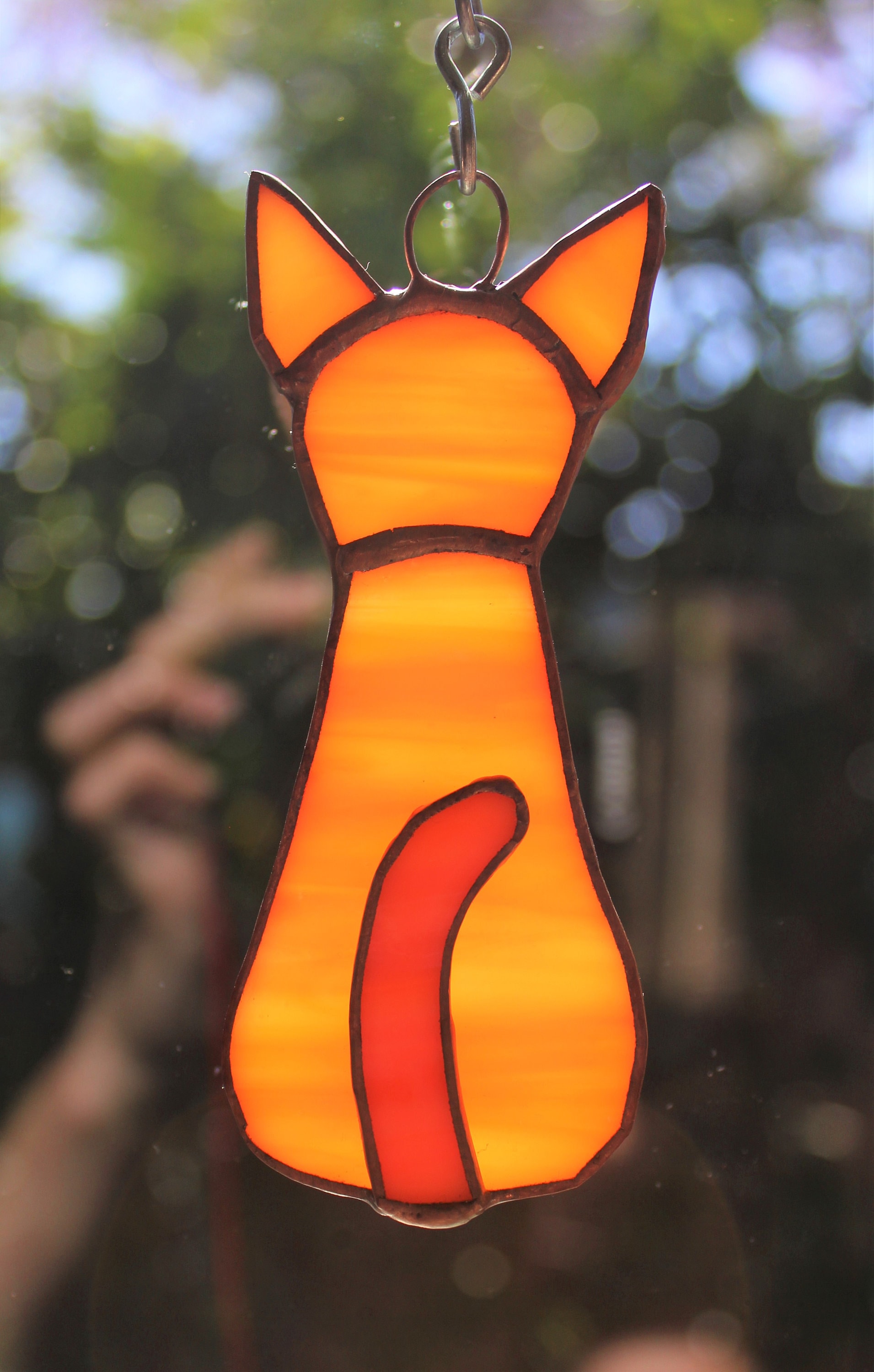 Small stainedglass cat orange tabby Etsy