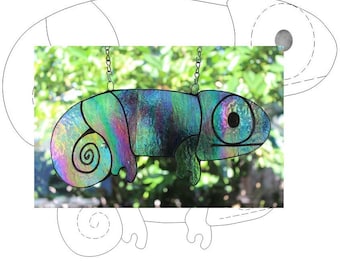 Pattern — stained glass chameleon digital download