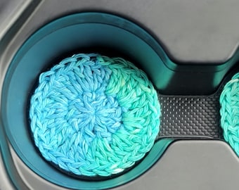 Crochet Car Coasters, Set of 2 Coasters, Auto Coasters, Truck Coasters, Absorbent, Ready to Ship, Cup Holder Coaster, Gift, 2.75 Inches