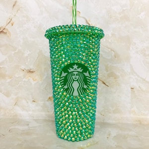 24 oz Green Rhinestone Starbucks Cold Cup