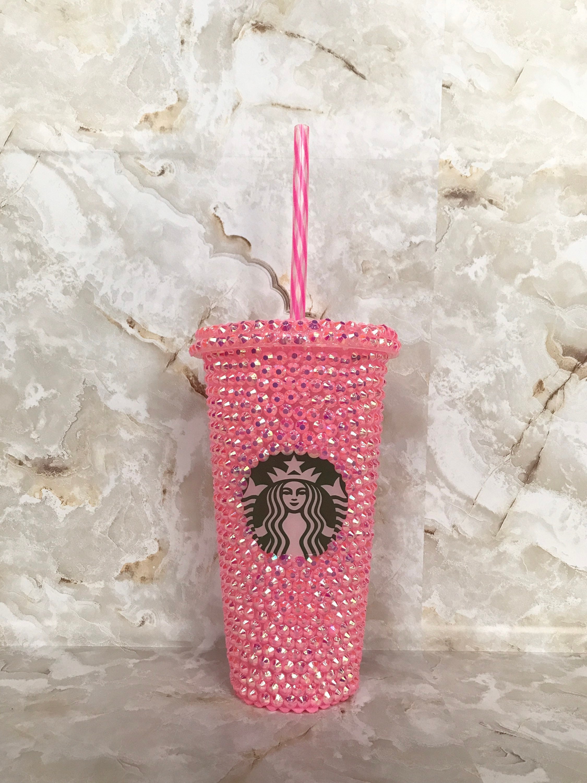 24 oz Light Pink Rhinestone Starbucks Cold Cup