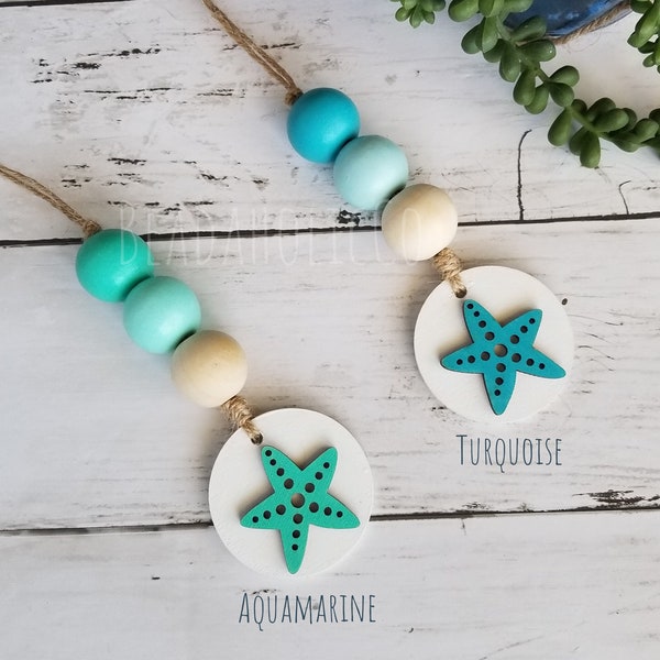 Starfish Canister Beads, Mermaid Beach Farmhouse Mini Garland