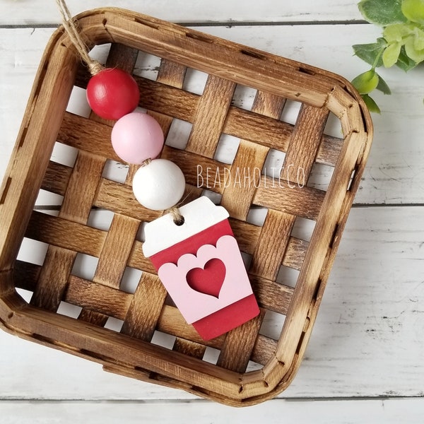 Valentine's Day Latte Red & Pink Canister Beads, Farmhouse Mini Garland