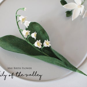 Felt Lily of the Valley Stem: May Birth Flower, Wedding Bouquet