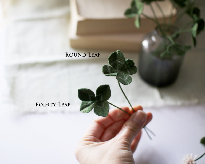 Four-leaved Clover, Four leaf clover, Felt Clover, Clover Flower, Felt Floral, Spring Flower, Flower Arrangement, Flower Bouquet image 3