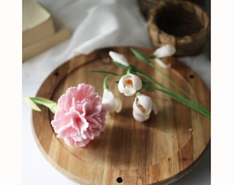 Felt Carnation & Snowdrop Bouquet: January Birth Flower Gift