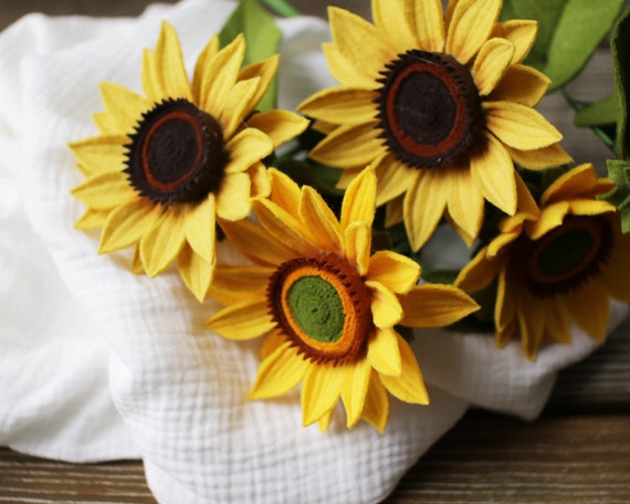 Handcrafted Felt Sunflower: Fall Flower Arrangement, Home Decor