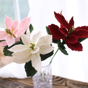 Flor de Poinsettia, Poinsettia, Poinsettia de fieltro, Regalo navideño, Flor navideña, Navidad, Flor de Navidad, Decoración navideña, Casa de vacaciones