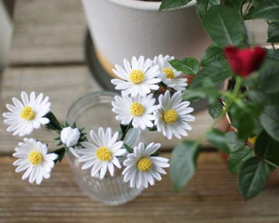 Felt Daisy: April Birth Flower, Handmade Bouquet Arrangement