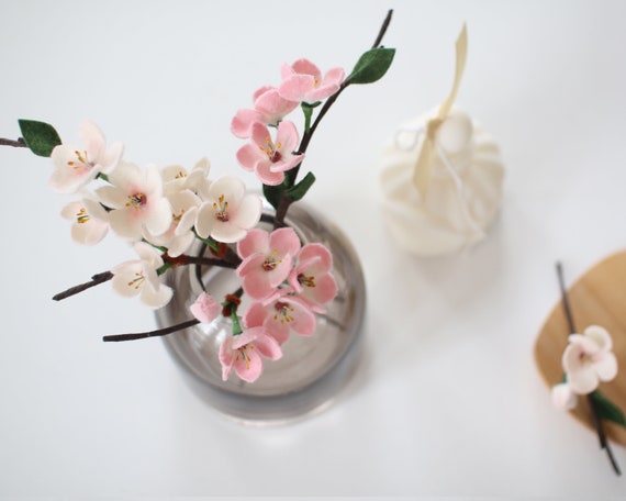 Handmade Felt Cherry Blossom Branch: Spring Table Decor