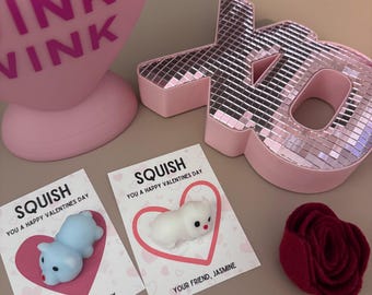 Personalized Squishies Valentines Day Cards | School Valentine Grams