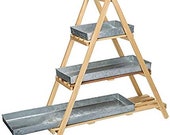 Natural Wood A-Frame Ladder Shelves