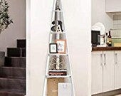 Corner Ladder Shelf 5-Tier Corner Ladder Bookcase, Wooden A-Shaped Display