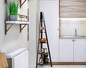 Corner Ladder Shelf 5-Tier Corner Ladder Bookcase, Wooden A-Shaped Display