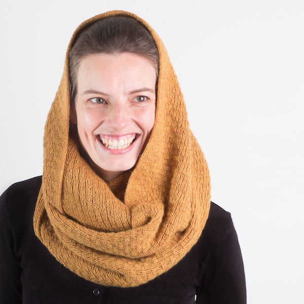Turmeric Yellow Knit Cowl Scarf: Baby Alpaca Lambswool Cashmere