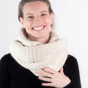Cream White Knit Cowl Scarf: Baby Alpaca, Lambswool & Cashmere