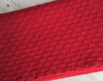 Large Classic Winter Scarf Knitted with Baby Alpaca, Lambswool and Cashmere in a Gorgeous Dark Red Colour - Onesize Unisex Luxury Scarf