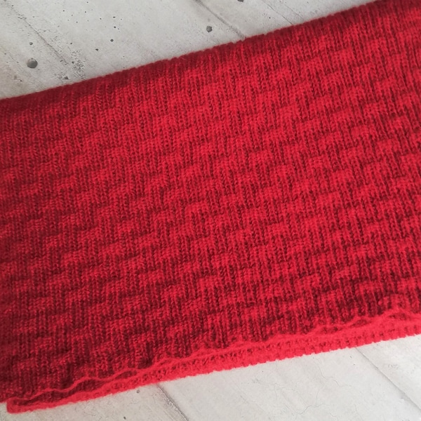 Grande écharpe d’hiver classique tricotée avec bébé alpaga, laine d’agneau et cachemire dans une magnifique couleur rouge foncé - Écharpe de luxe unisexe Onesize