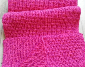 Dark Pink Knit Winter Scarf: Baby Alpaca, Lambswool & Cashmere
