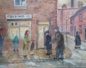 The Chippy - watercolour painting