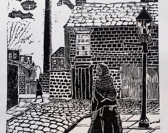 Lino-cut.  Bolton 1930's