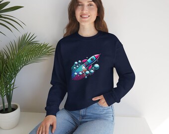 Moletom com estampa de asteroide e bola de golfe | Blusa de moletom com foguete para golfe
