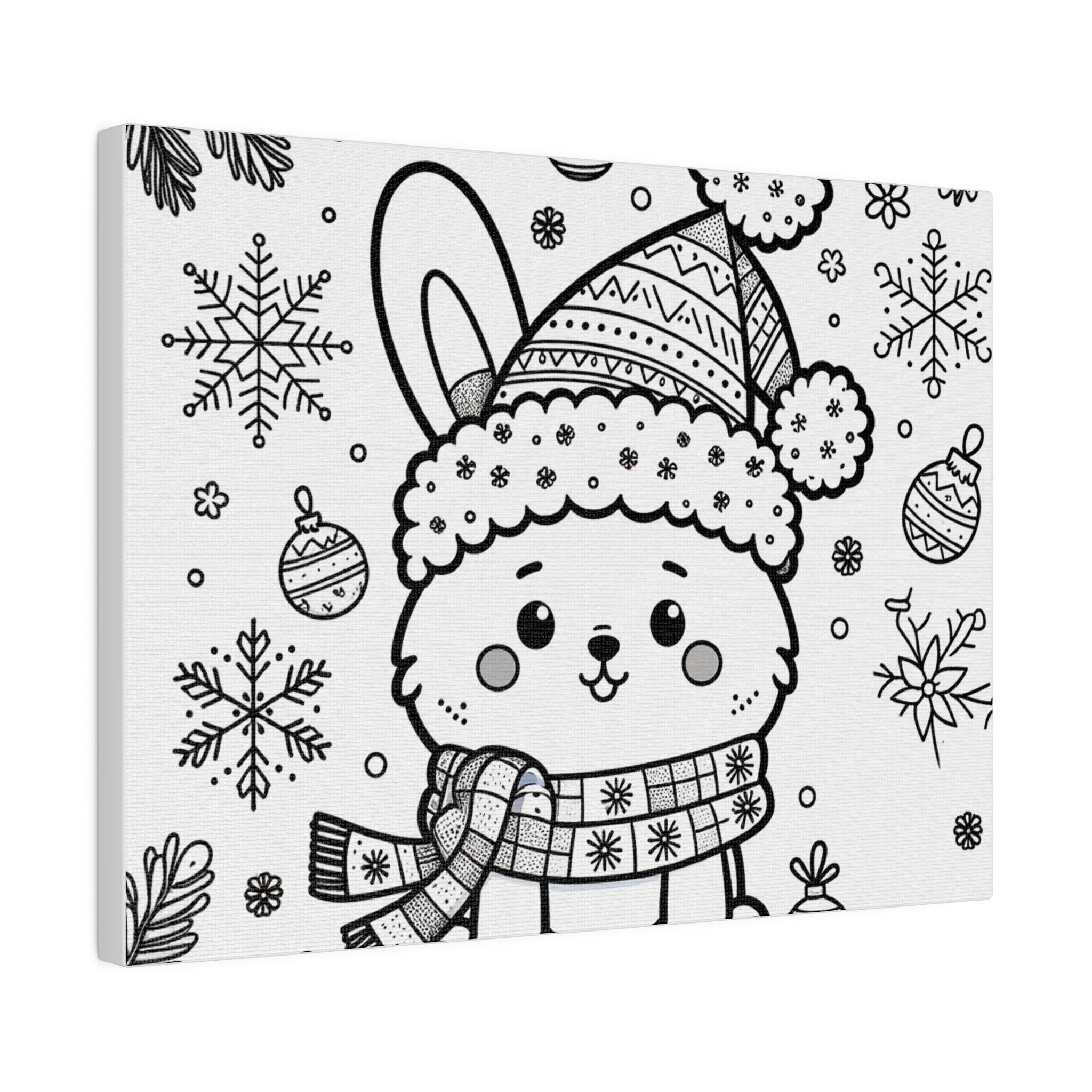 Christmas Bunny: Festive Canvas for Kids to Color - Etsy