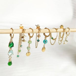 Stainless steel earring, moon sun ear piercing, individually, handmade jewelry