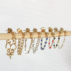 Steel earring, chain earring, stainless steel piercings, gold jewelry