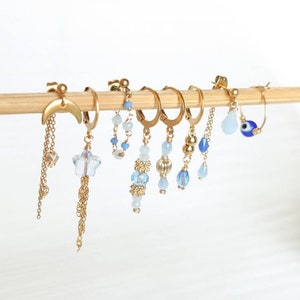 Steel earring, moon earring, cartilage piercing, handmade jewelry, individually