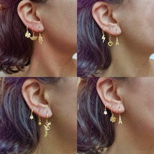 Boucle doreille acier inoxydable , boucle d'oreille lune et etoile , piercing lobe , mix and match image 6