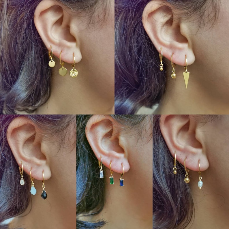 Stainless steel earring, moon and star earring, lobe piercing, mix and match image 4