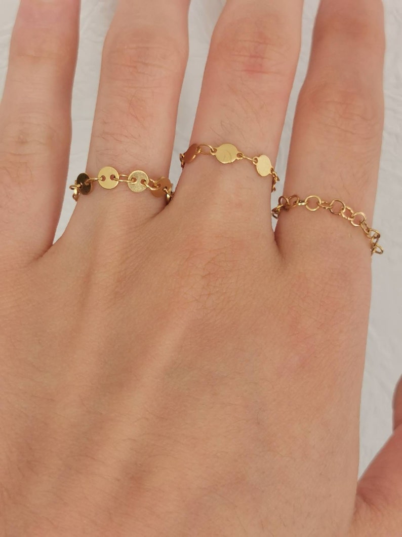 Bague chaîne acier inoxydable doré maille classique & | Etsy