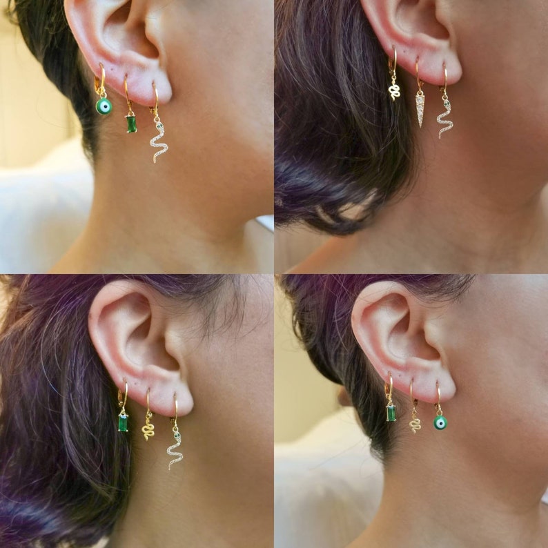 Boucle doreille acier inoxydable , boucle d'oreille lune et etoile , piercing lobe , mix and match image 3