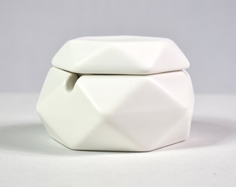 Matte White Porcelain Lidded Ash Tray