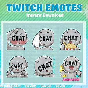 Twitch I Discord I Youtube Emote Cute Chat Emotes Pack Chibi Adorable Animated Instant Digital Download Gamer