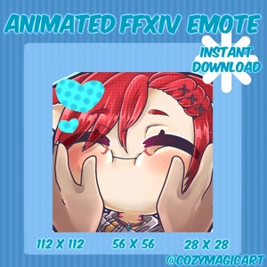 ANIMATED G&#39;raha Tia Cutie FFXIV Emote | Twitch | Discord | YouTube | Streaming | Emote ready to use!  |Kawaii Hearts Sub Emoji