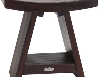 18&quot; Asia® Mocha-Shield Teak Shower Bench With Shelf